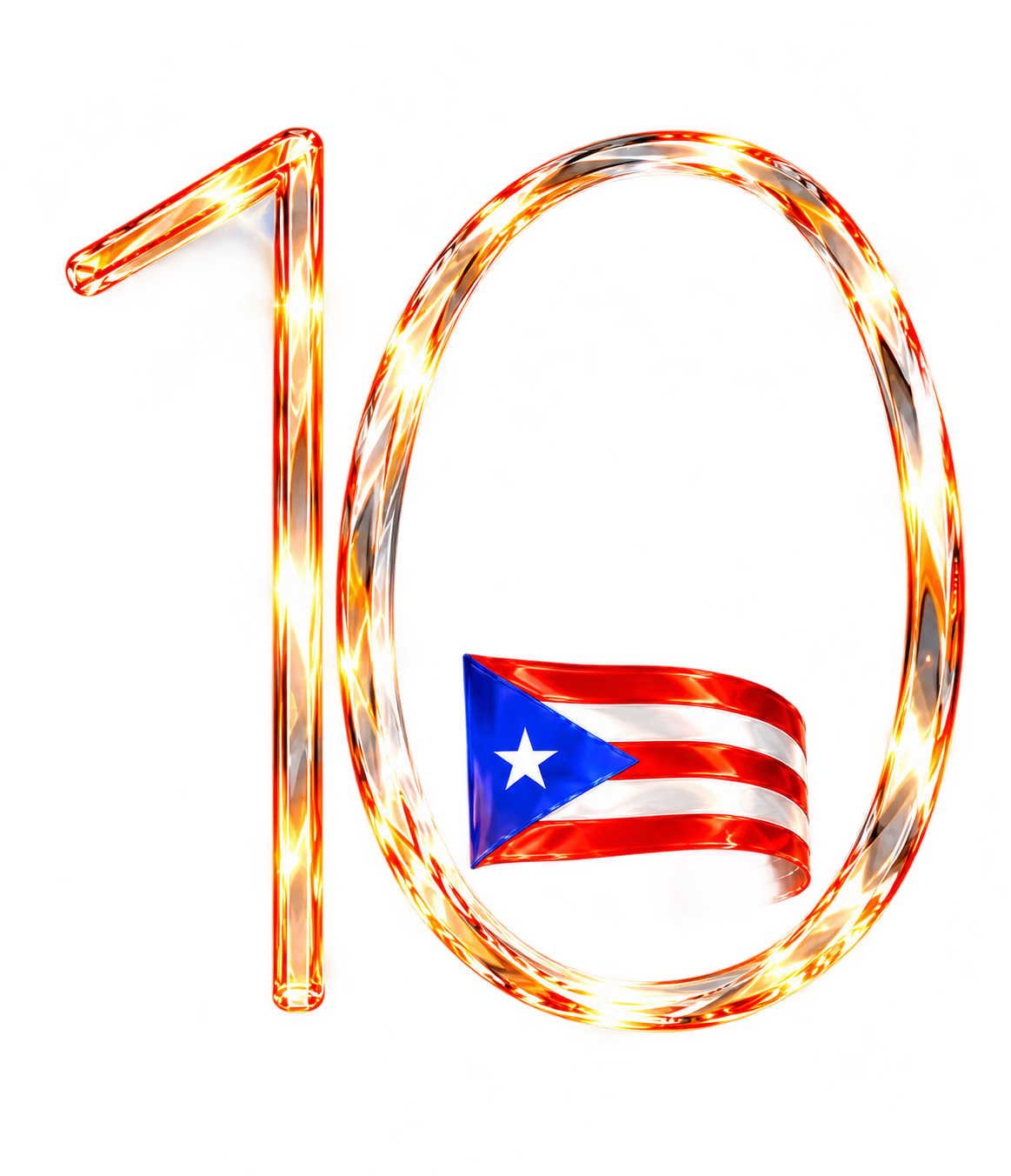 10 de vidrio con la bandera de Puerto Rico